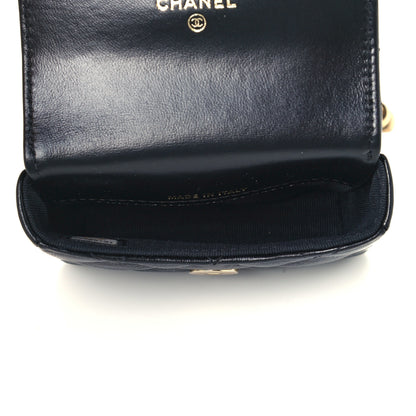 Chanel Lambskin Lacquered Metal Quilted Flap Chain Belt Bag Black 5 of 11