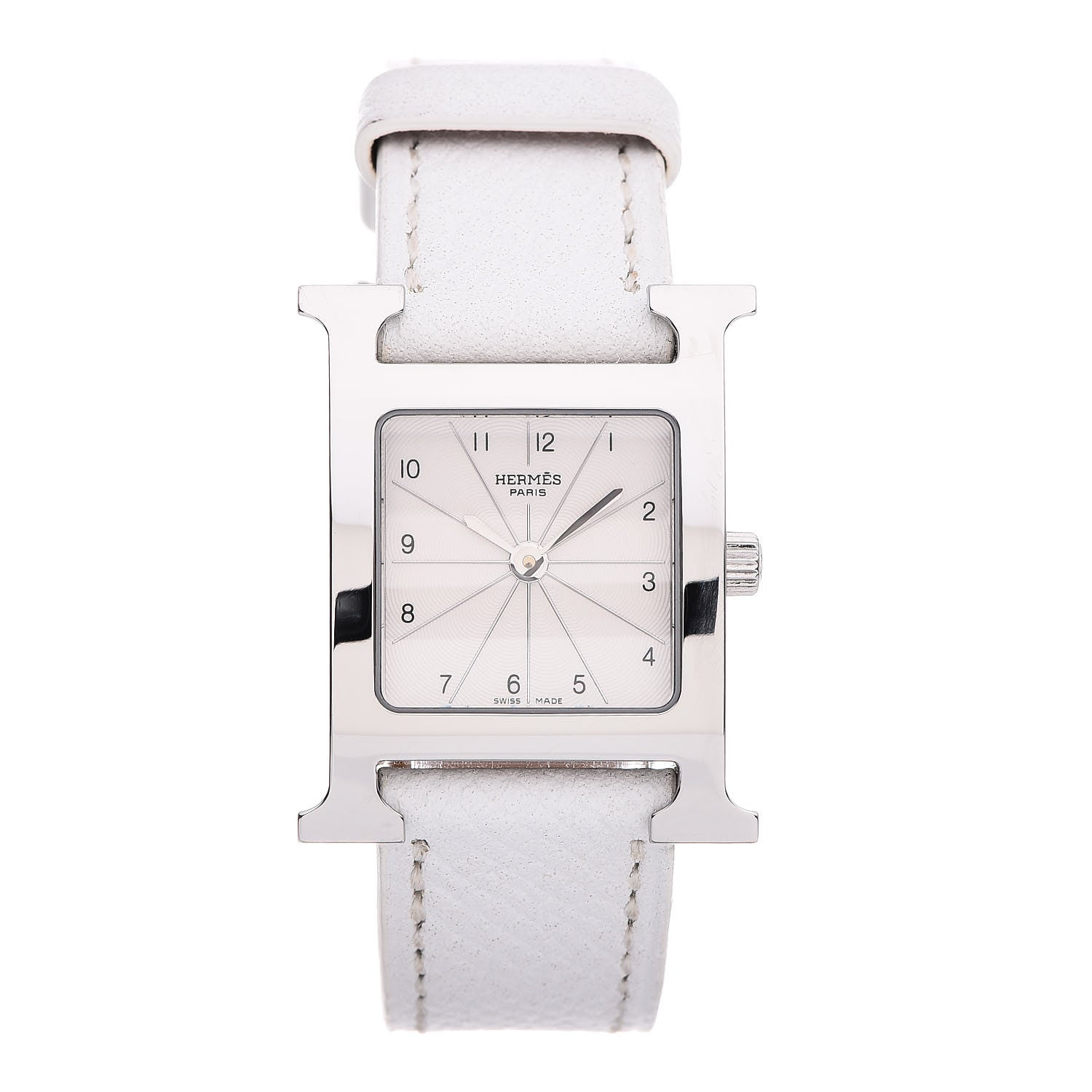 Cartier HERMES Stainless Steel Epsom 21mm Heure H Hour Quartz Watch Blanc 1 of 9