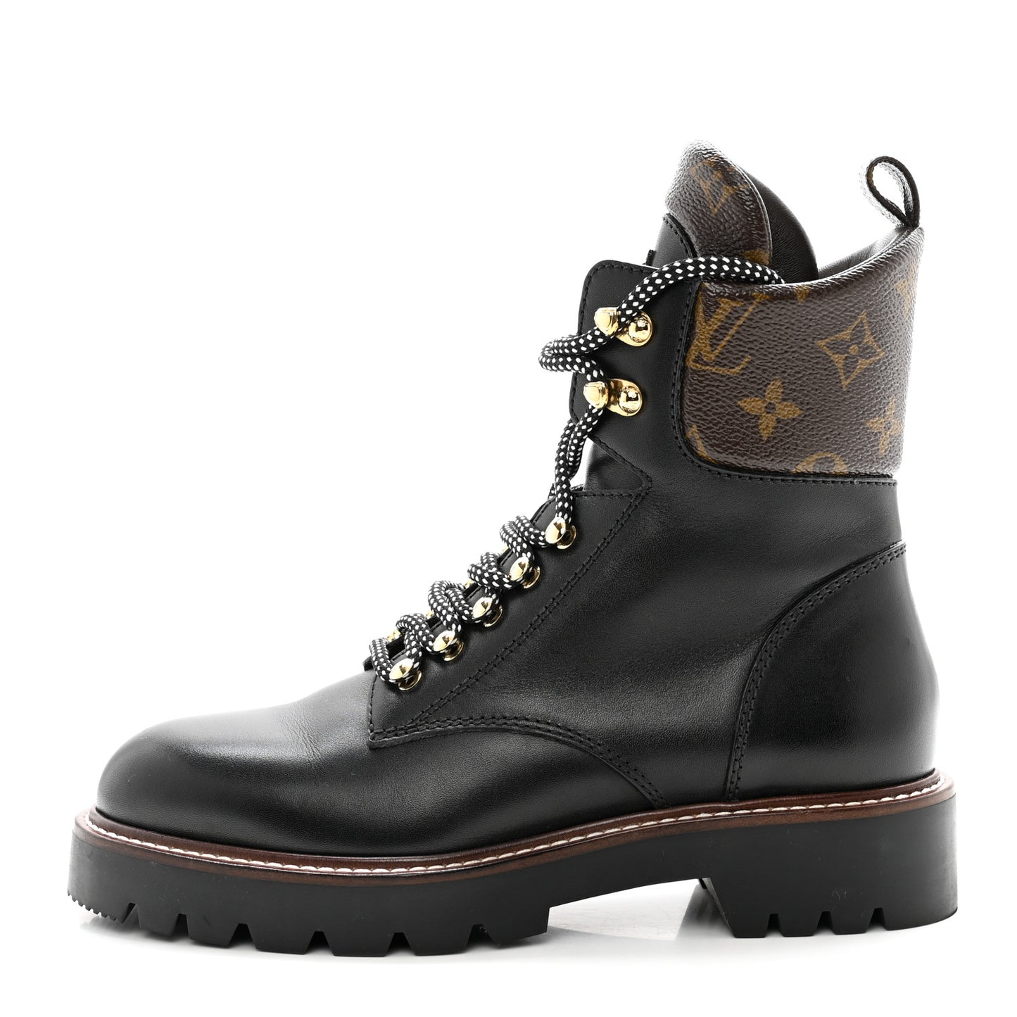 Calfskin Monogram Territory Flat Ranger Boots 37.5 Black