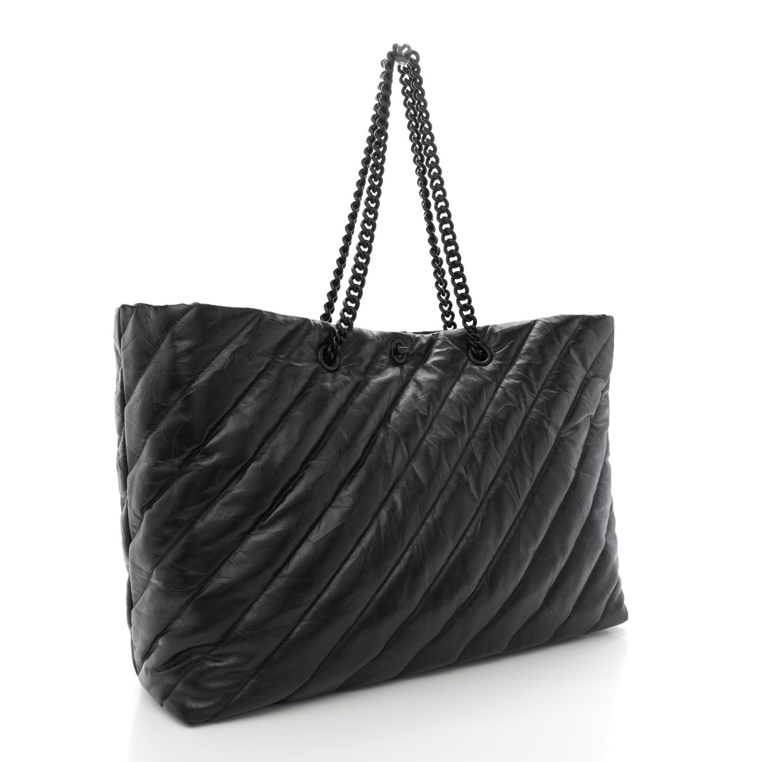Balenciaga Crushed Calfskin Quilted Matte Black Hardware Large Crush Carry All Tote Bag Black 3 of 11