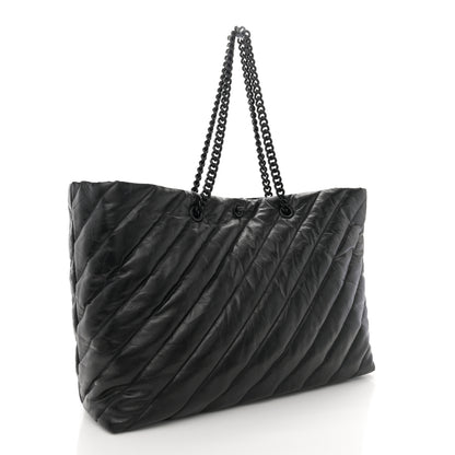 Balenciaga Crushed Calfskin Quilted Matte Black Hardware Large Crush Carry All Tote Bag Black 3 of 11