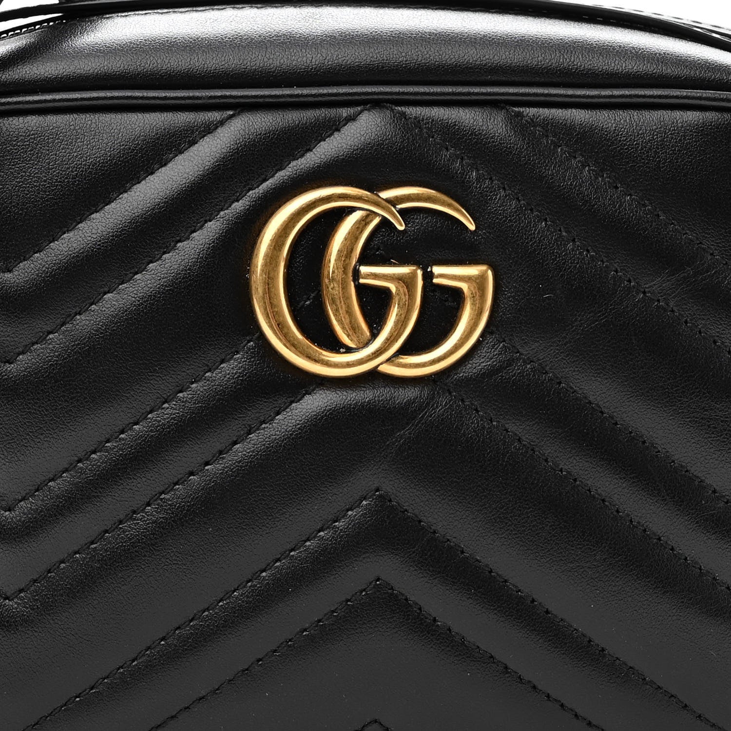 Gucci Calfskin Matelasse Mini GG Marmont Chain Shoulder Bag Black 8 of 11