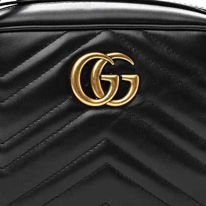 Gucci Calfskin Matelasse Mini GG Marmont Chain Shoulder Bag Black 8 of 11