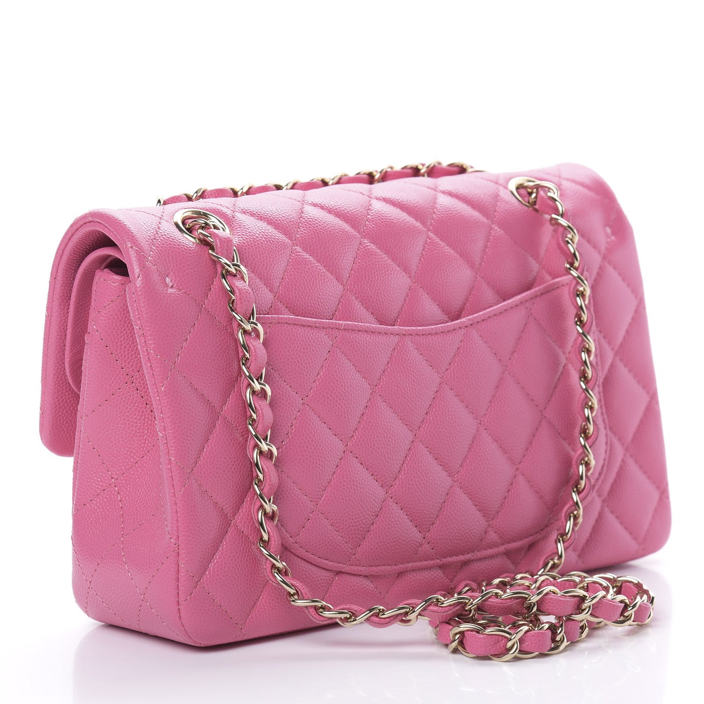 Caviar Quilted Small Double Flap Pink