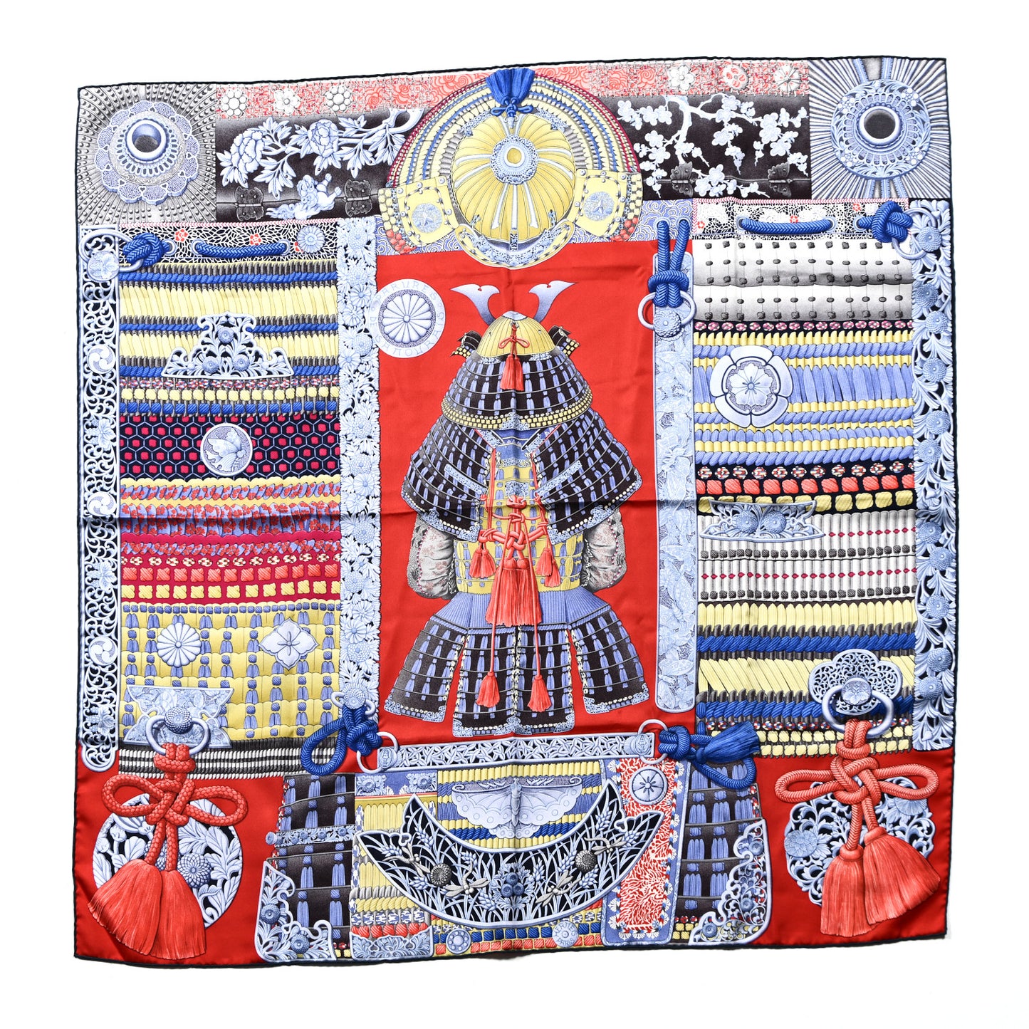 Silk Parures de Samoura&iuml;s Scarf 90 Black Rouge Blue Jean
