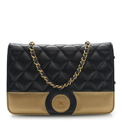 Chanel Lambskin Quilted Wallet On Chain WOC Black Gold 1 of 11