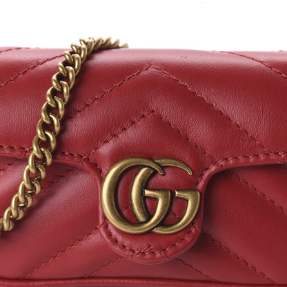 Gucci Calfskin Matelasse GG Marmont 2.0 Coin Purse On A Chain Hibiscus Red 9 of 10