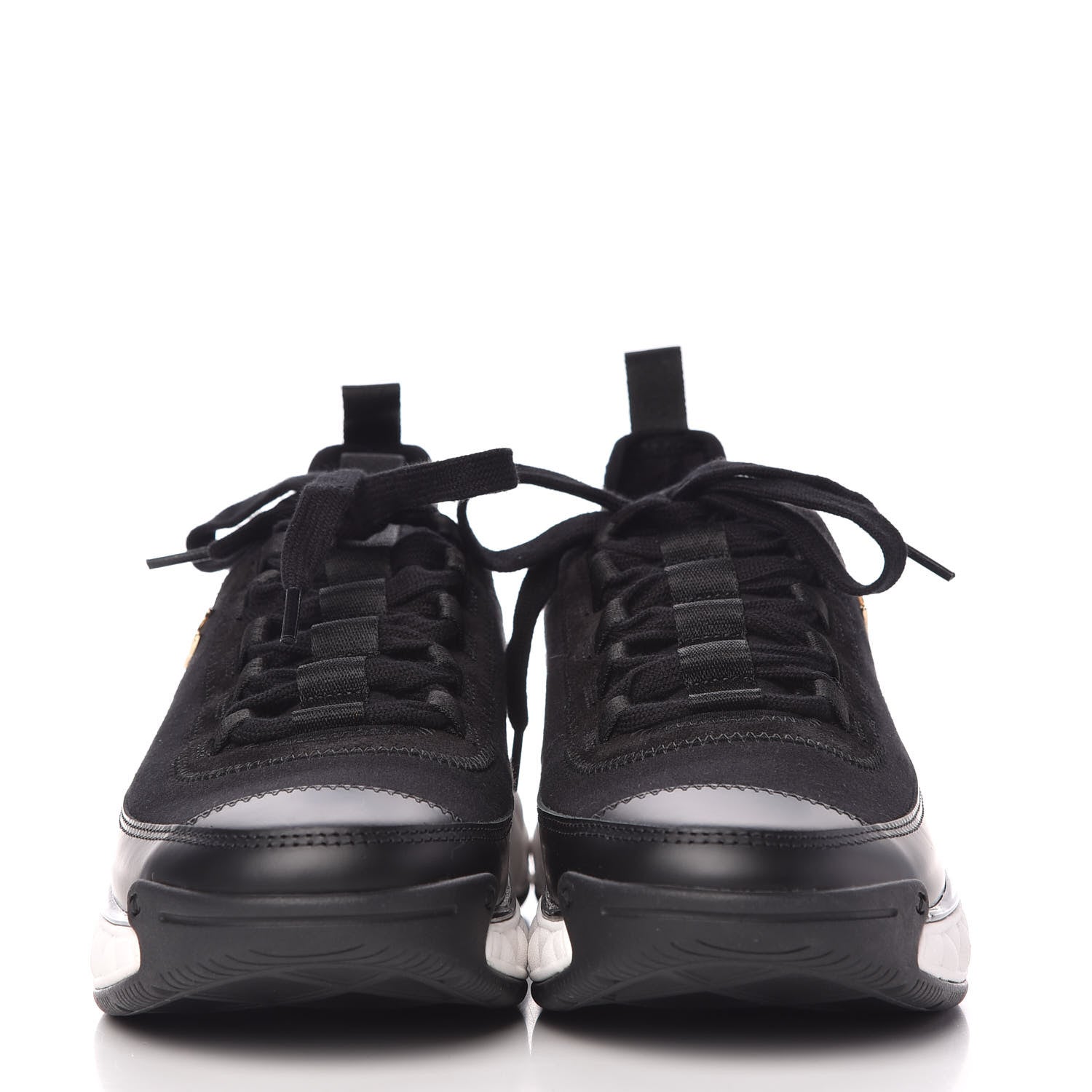 Chanel Velvet Calfskin Mixed Fibers CC Sneakers 37 Black 2 of 8