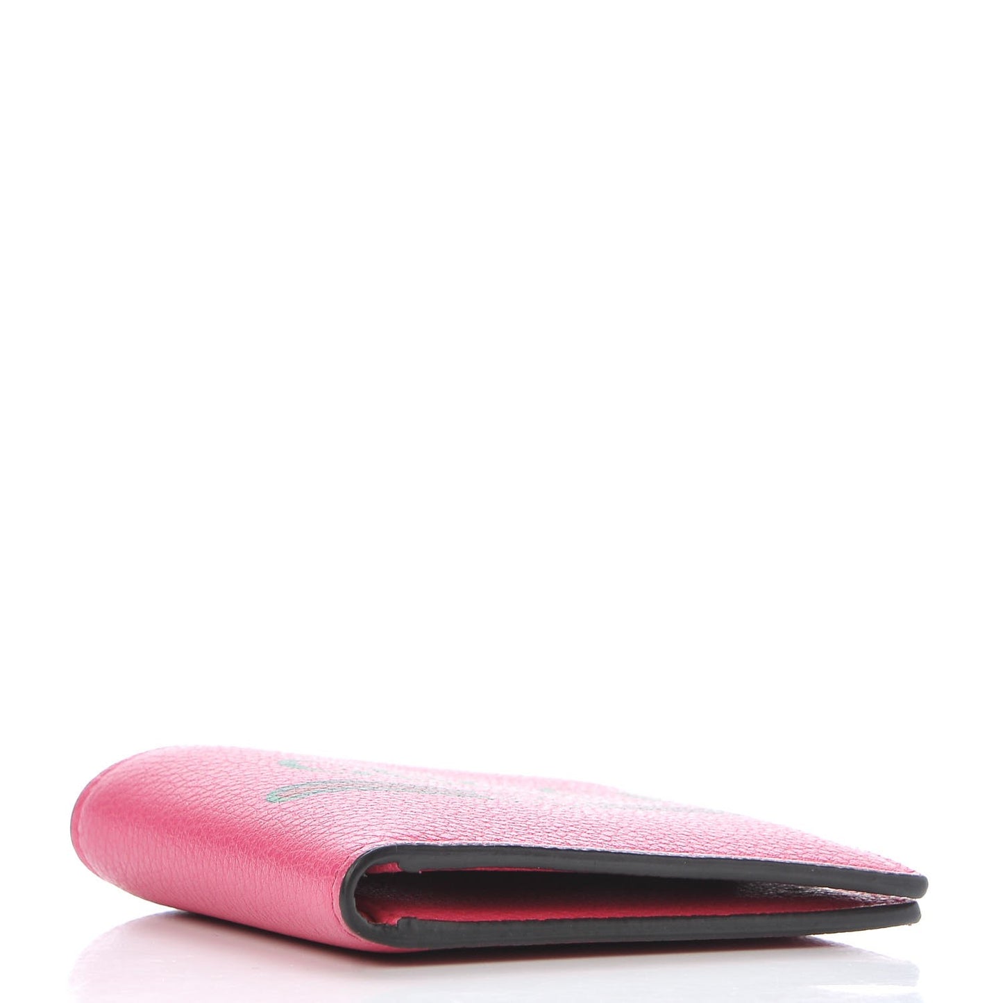 Grained Calfskin Logo Bi-Fold Wallet Box Pink Green