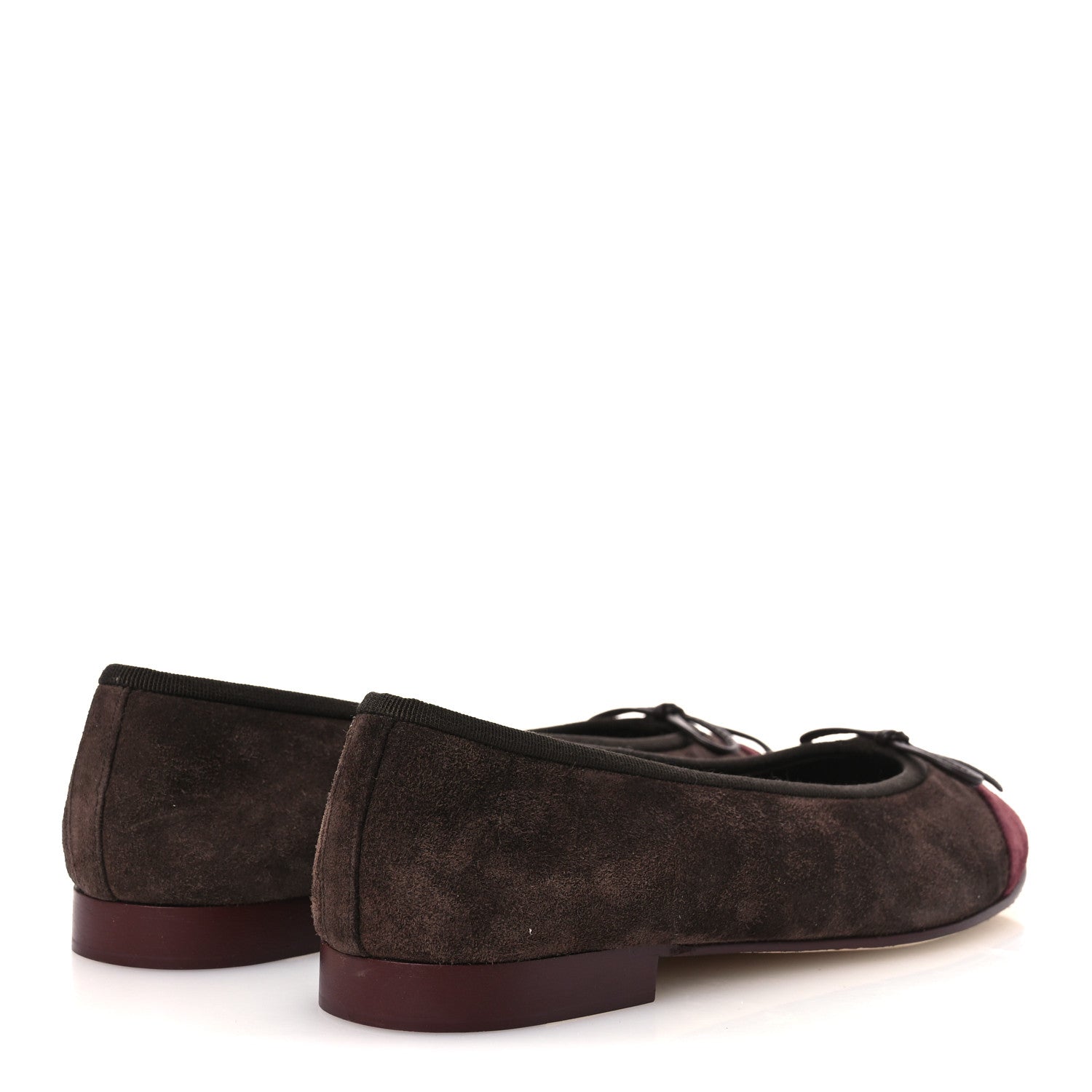 Chanel Suede Calfskin Cap Toe CC Ballerina Flats 36.5 Dark Brown Burgundy 5 of 11