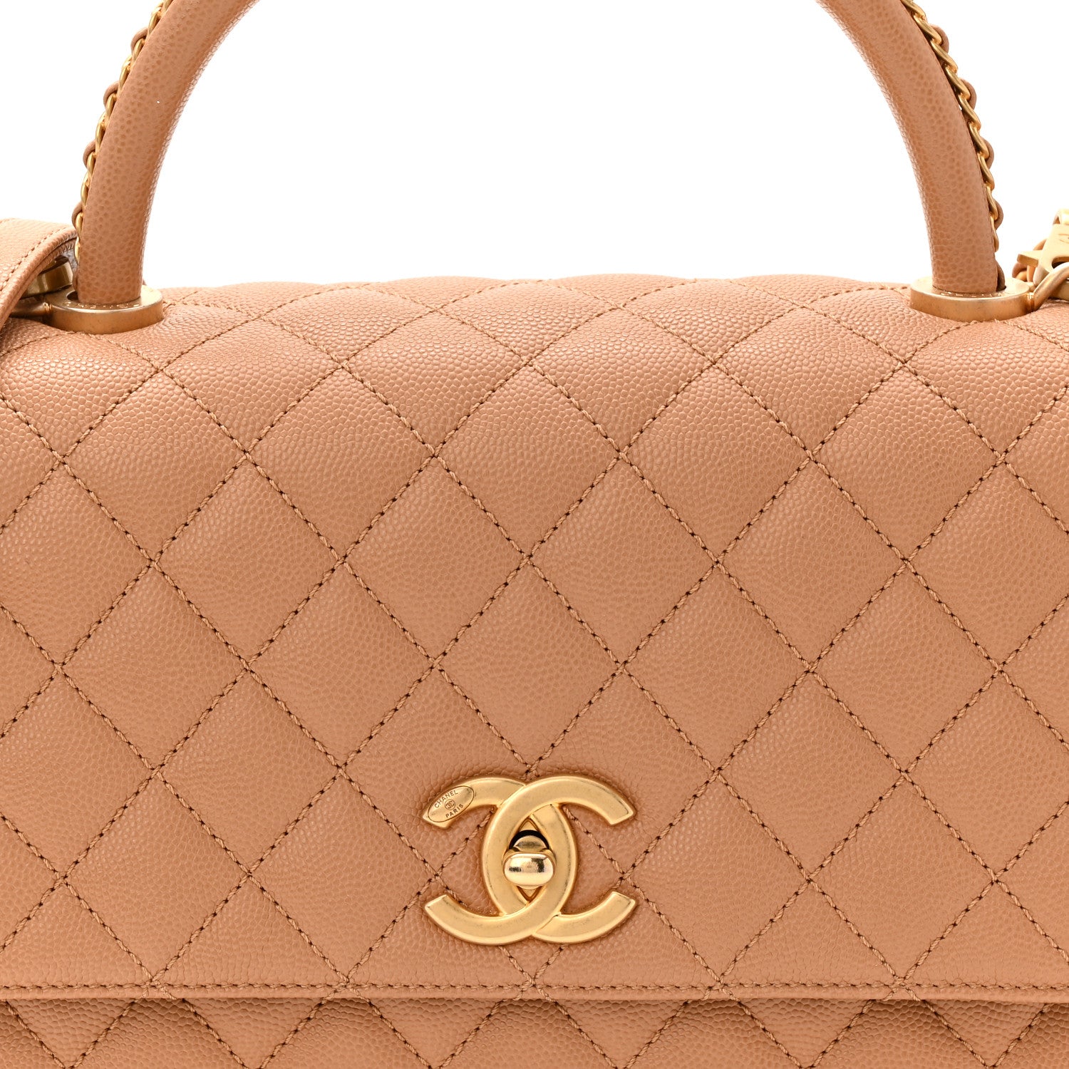 Chanel Caviar Quilted Small Coco Chain Handle Flap Brown 8 of 10