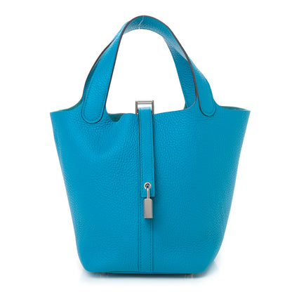 Hermes Taurillon Clemence Picotin Lock 18 PM Bleu Frida 1 of 9