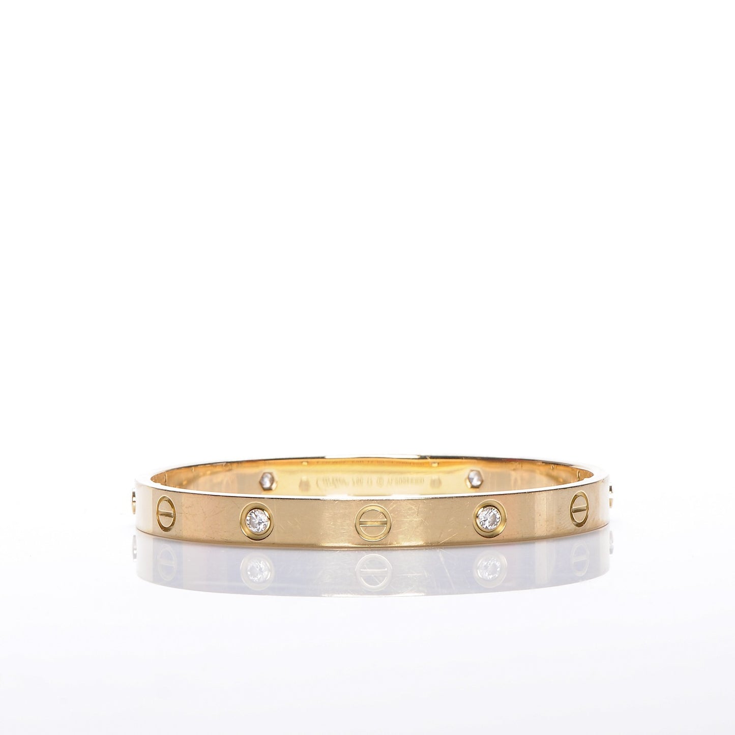 18K Yellow Gold 4 Diamond LOVE Bracelet 17