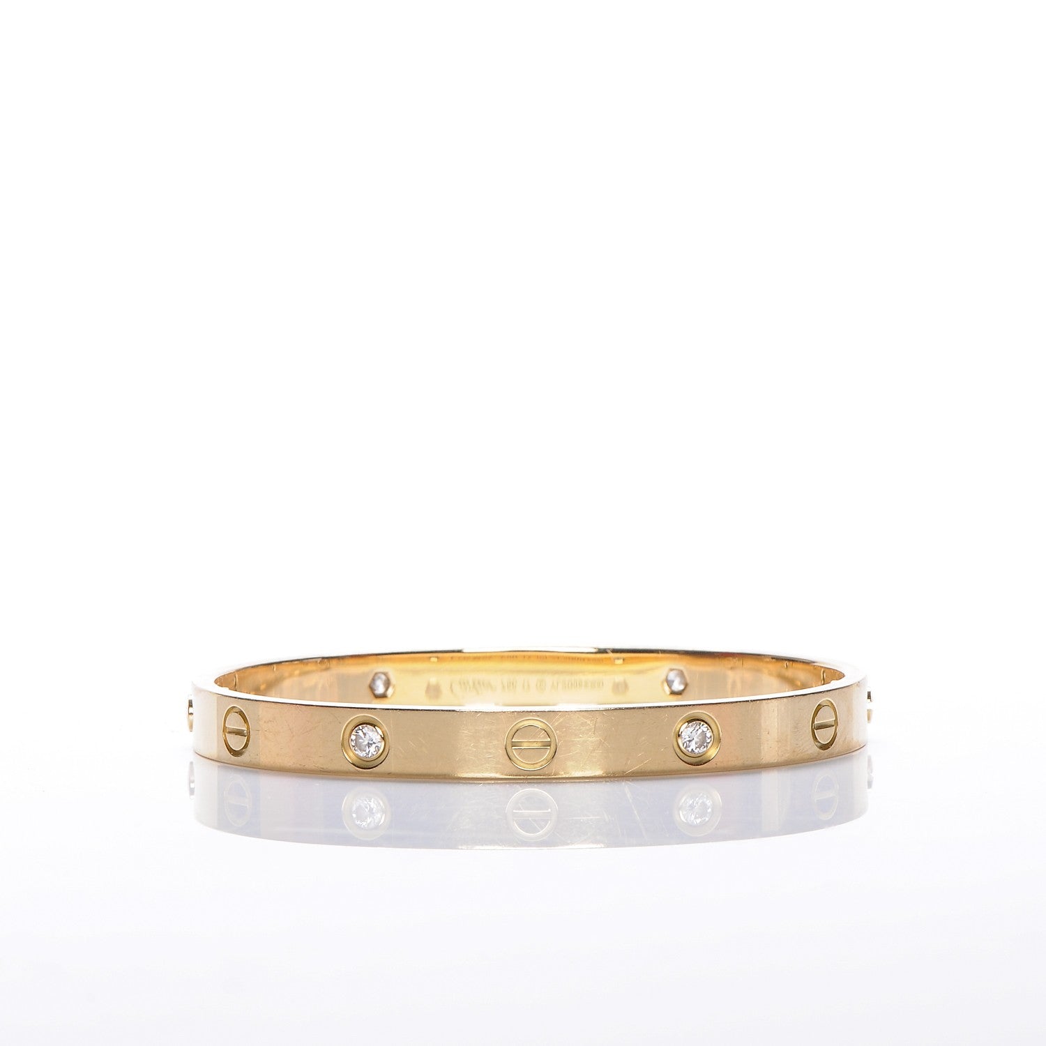 Cartier 18K Yellow Gold 4 Diamond LOVE Bracelet 17 3 of 6