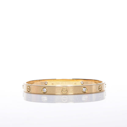 Cartier 18K Yellow Gold 4 Diamond LOVE Bracelet 17 3 of 6