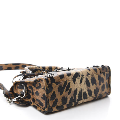 Balenciaga Smooth Calfskin Leopard Print Classic Silver Hardware Mini City Beige 4 of 11