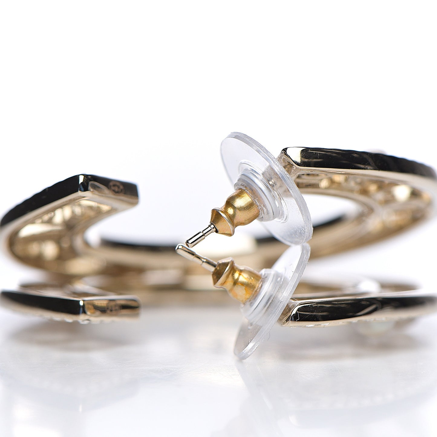 Crystal Pearl Bow-tiful CC Hoop Earrings Gold