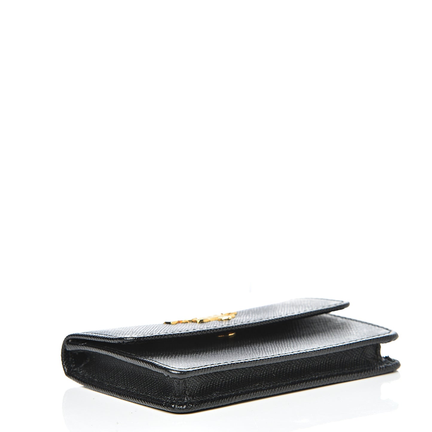 Saffiano Metal Flap Card Holder Black
