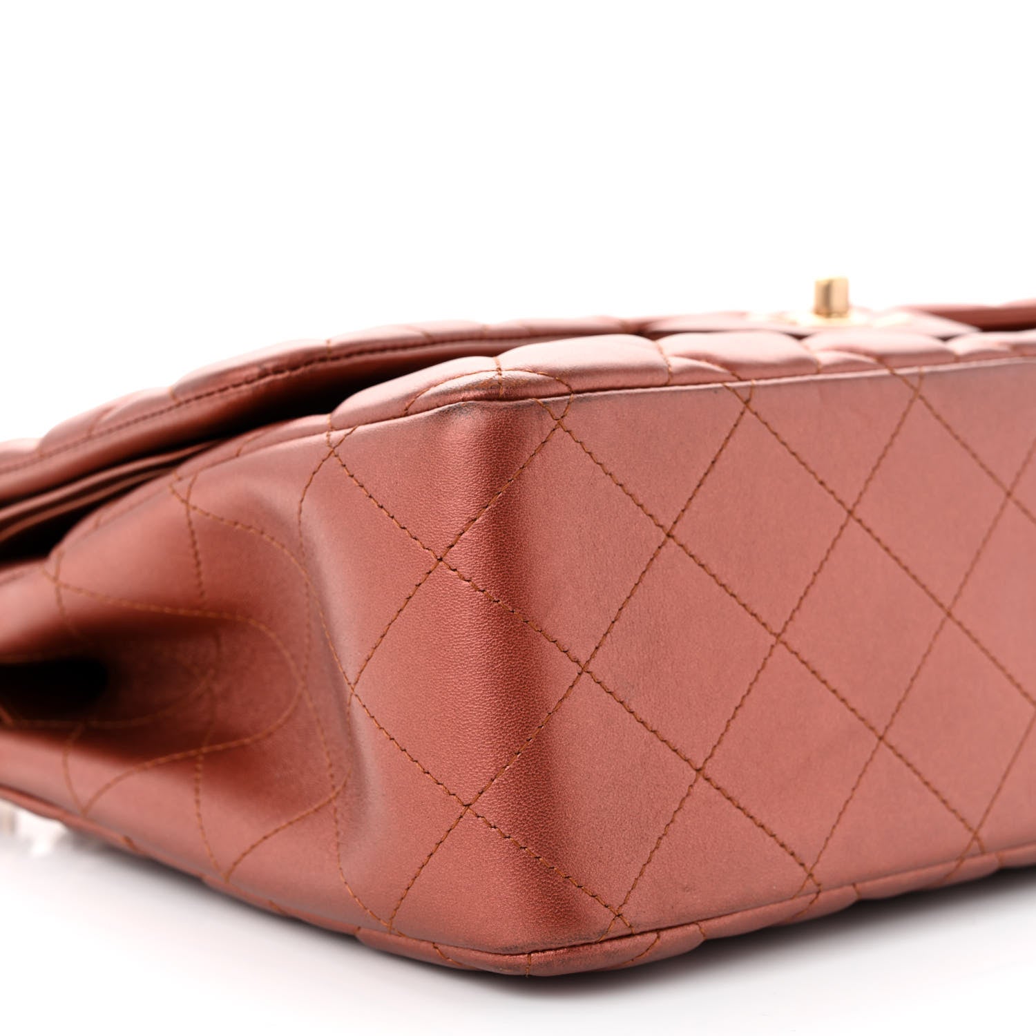 Chanel Metallic Lambskin Quilted Jumbo Double Flap Copper 9 of 12