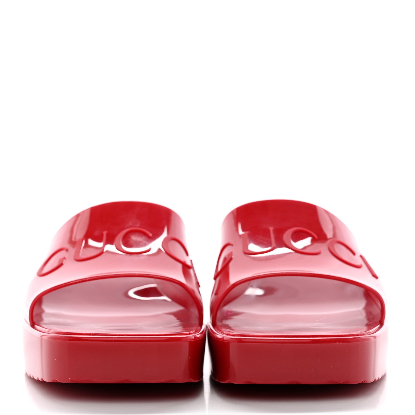 Rubber Gucci Logo Womens Platform 20/60mm Slide Sandals 37 Hibiscus Red