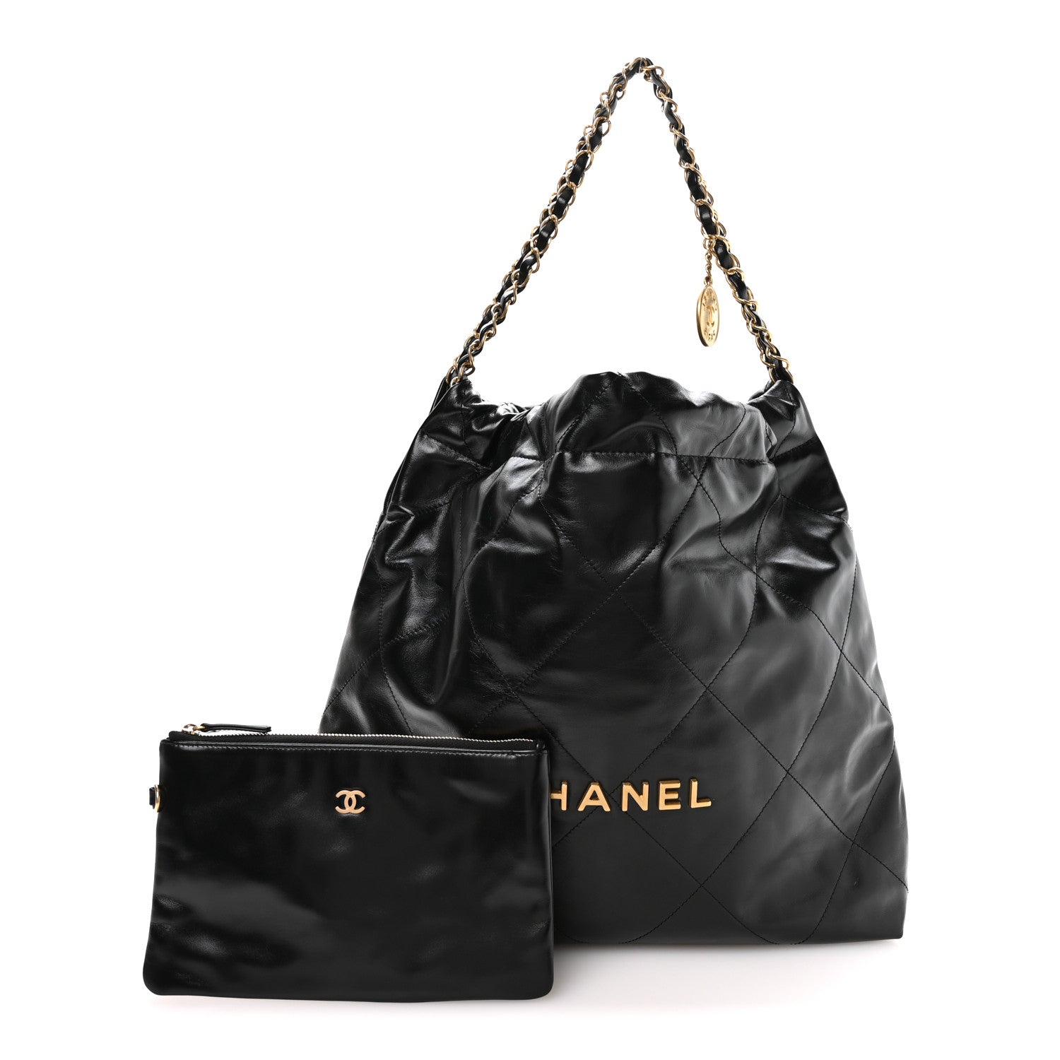 Chanel Shiny Calfskin Quilted Small Chanel 22 Black 3 of 11