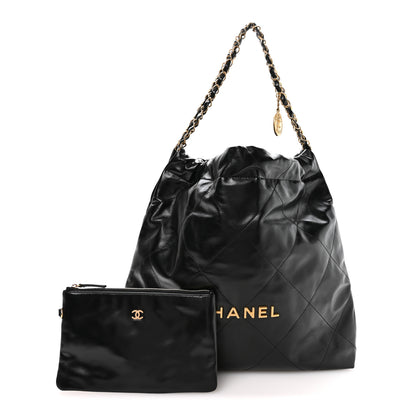 Chanel Shiny Calfskin Quilted Small Chanel 22 Black 3 of 11