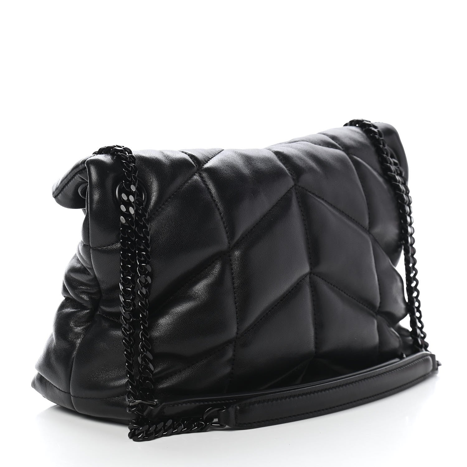 Saint Laurent Lambskin Quilted Small Loulou Puffer Monogram Chain Satchel Black 3 of 8