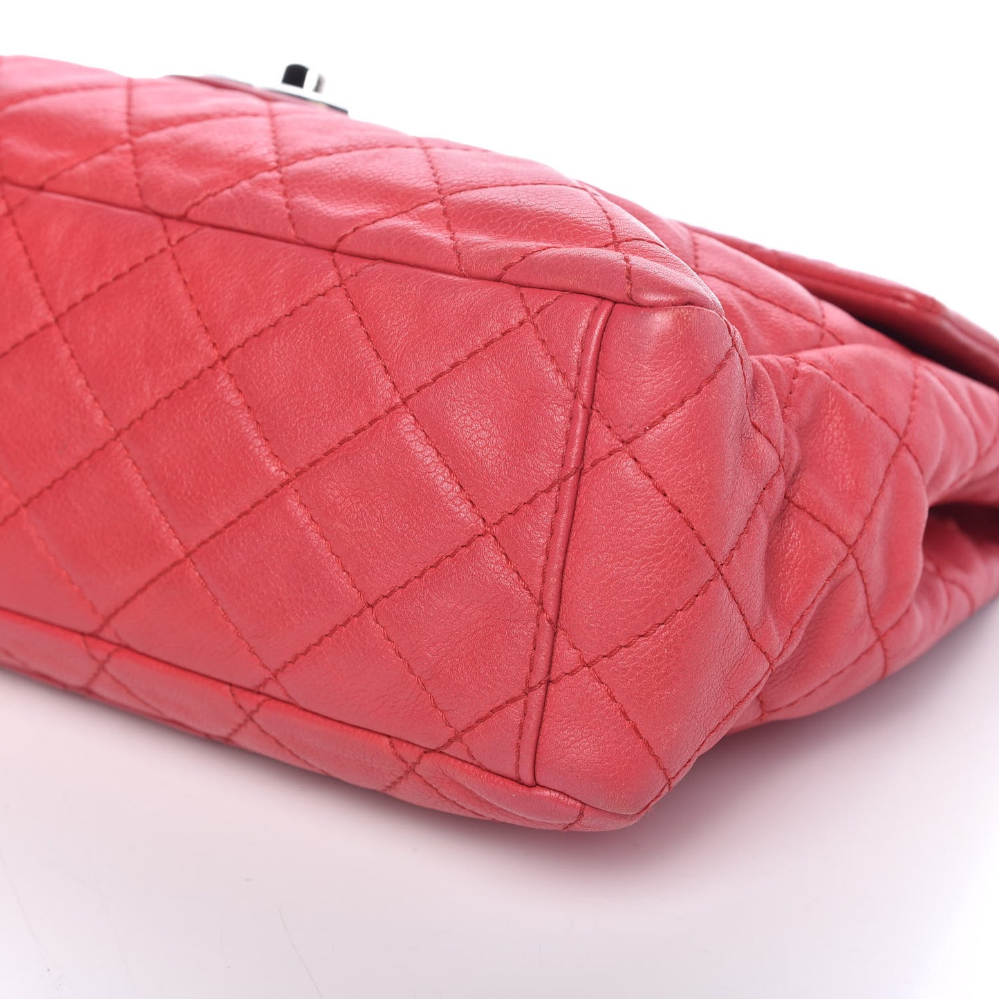 Washed Caviar Quilted Maxi Single Flap Fuchsia