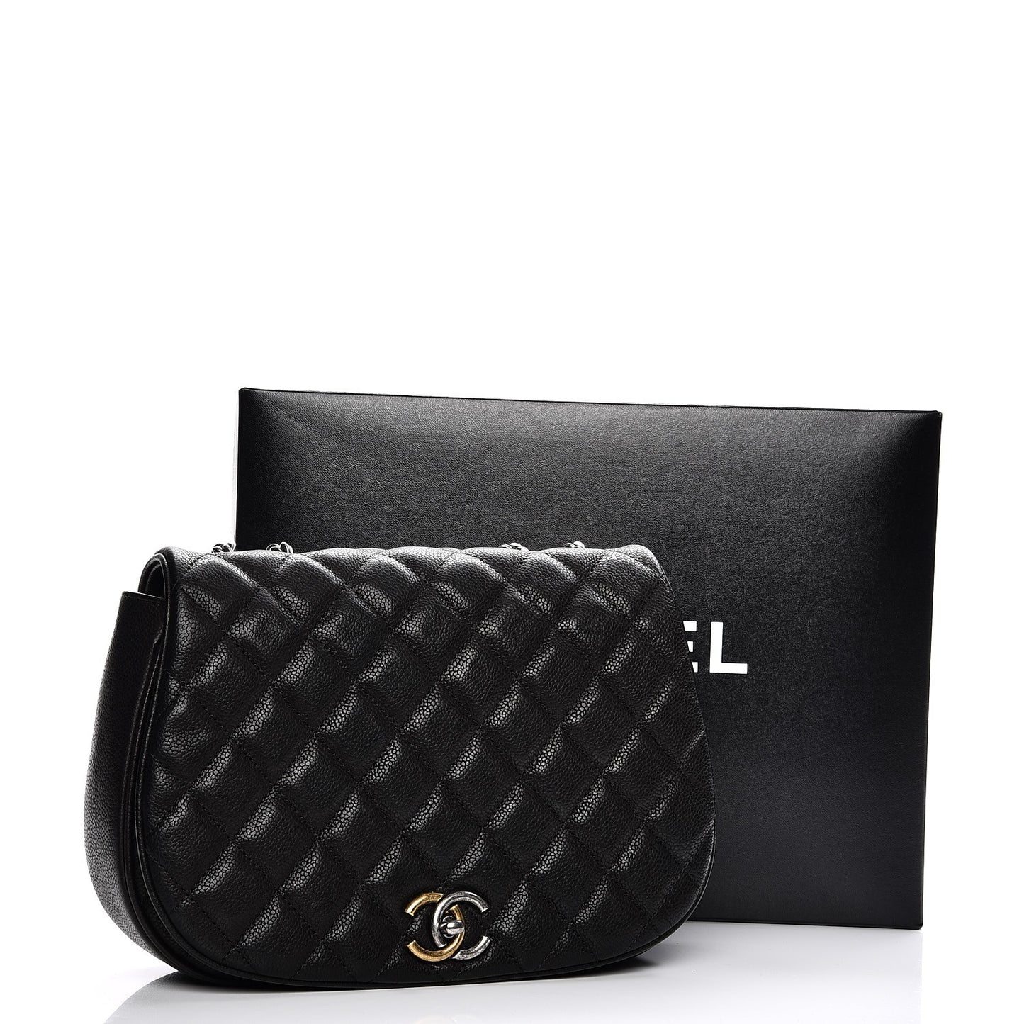 Caviar Quilted Casual Pocket Messenger Flap Black
