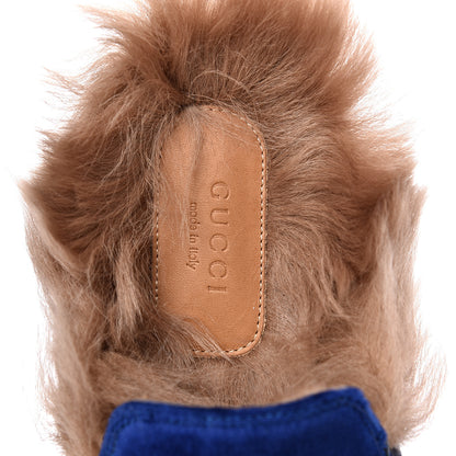 Gucci Velvet Fur Womens Princetown Slippers 36.5 Cobalt Blue 6 of 8