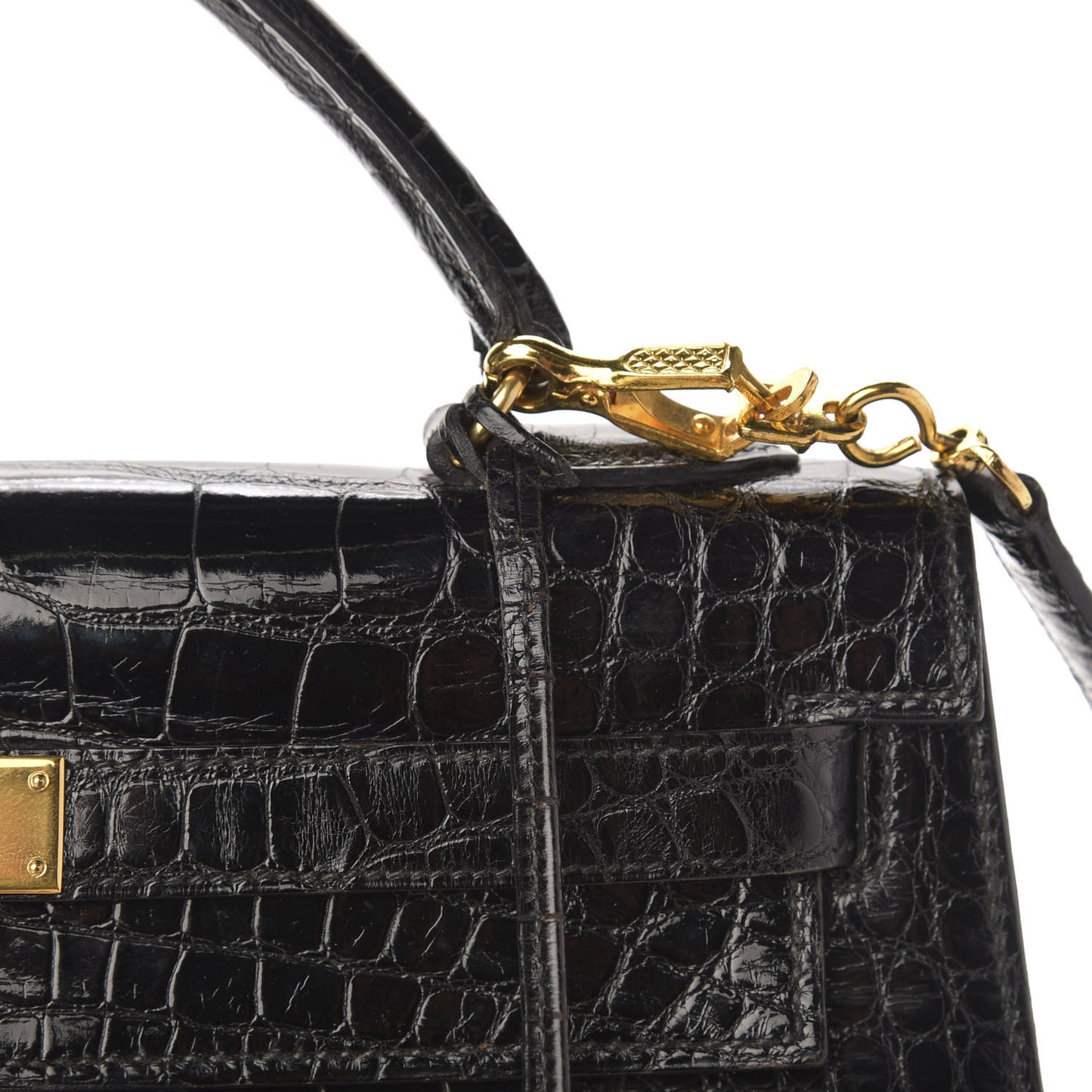 Shiny Crocodile Kelly Sellier 32 Black