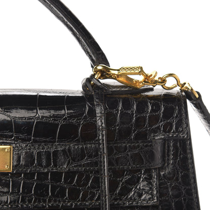 Hermes Shiny Crocodile Kelly Sellier 32 Black 16 of 22