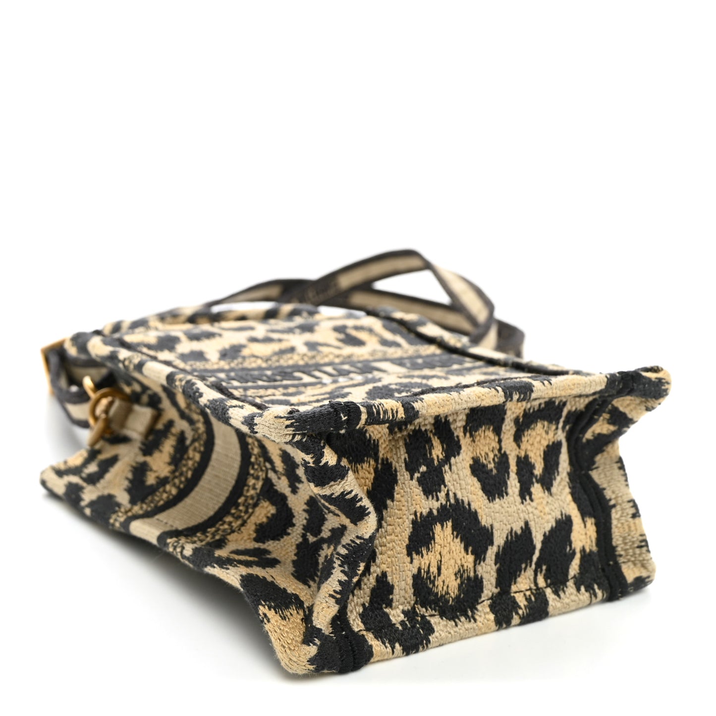Canvas Mizza Embroidered Mini Book Tote Phone Bag Beige