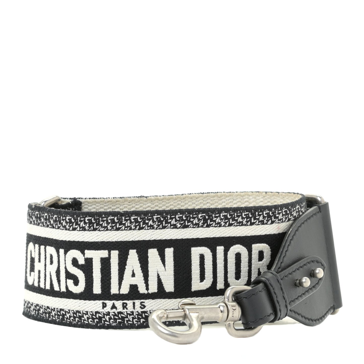 Canvas Embroidered Shoulder Strap Black White
