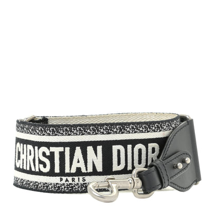 Christian Dior Canvas Embroidered Shoulder Strap Black White 1 of 6