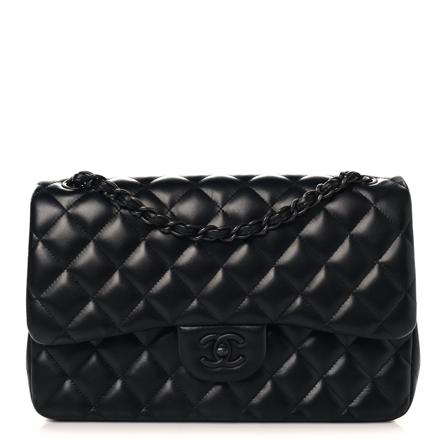 Chanel Lambskin Quilted Jumbo Double Flap So Black 1 of 13
