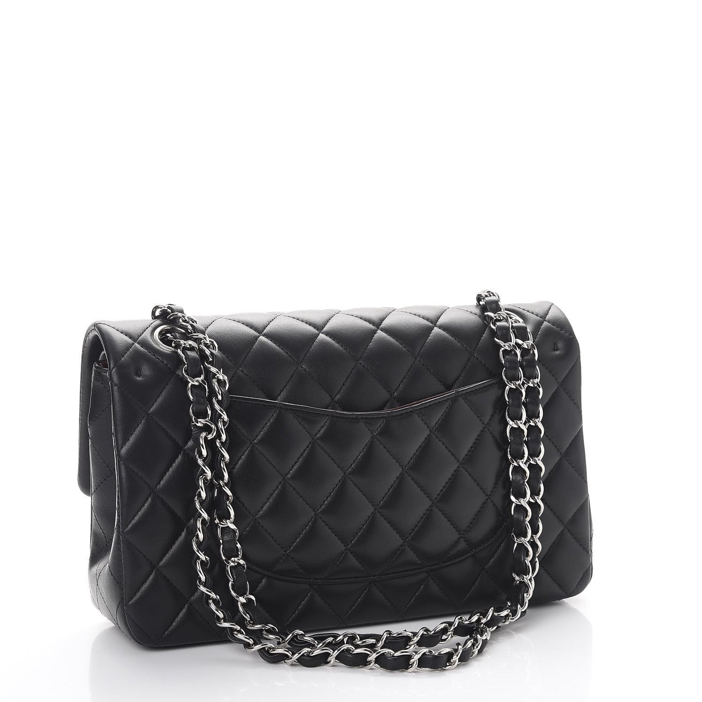 Lambskin Quilted Medium Double Flap Black
