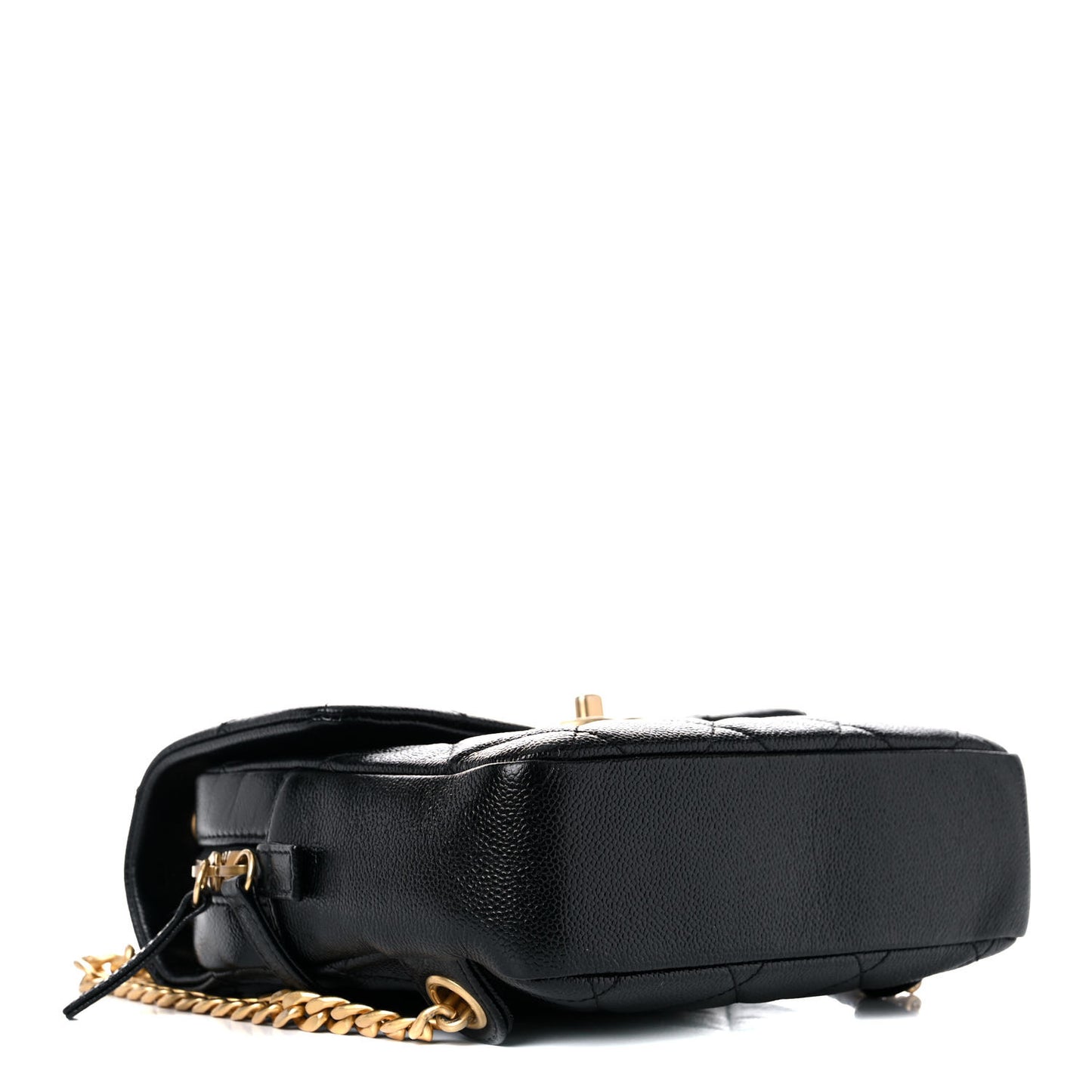 Shiny Caviar Quilted Chain Melody Backpack Black