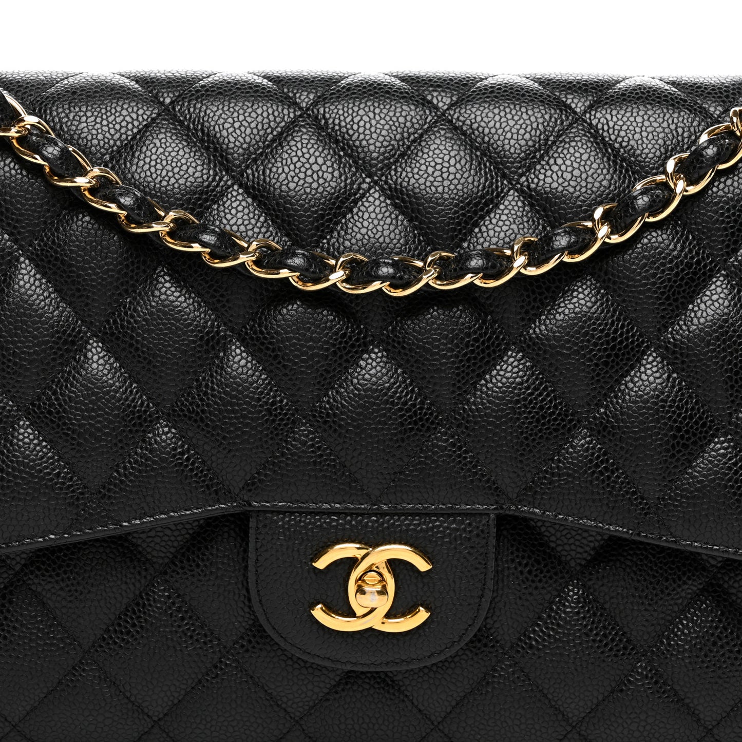 Caviar Quilted Jumbo Double Flap Black