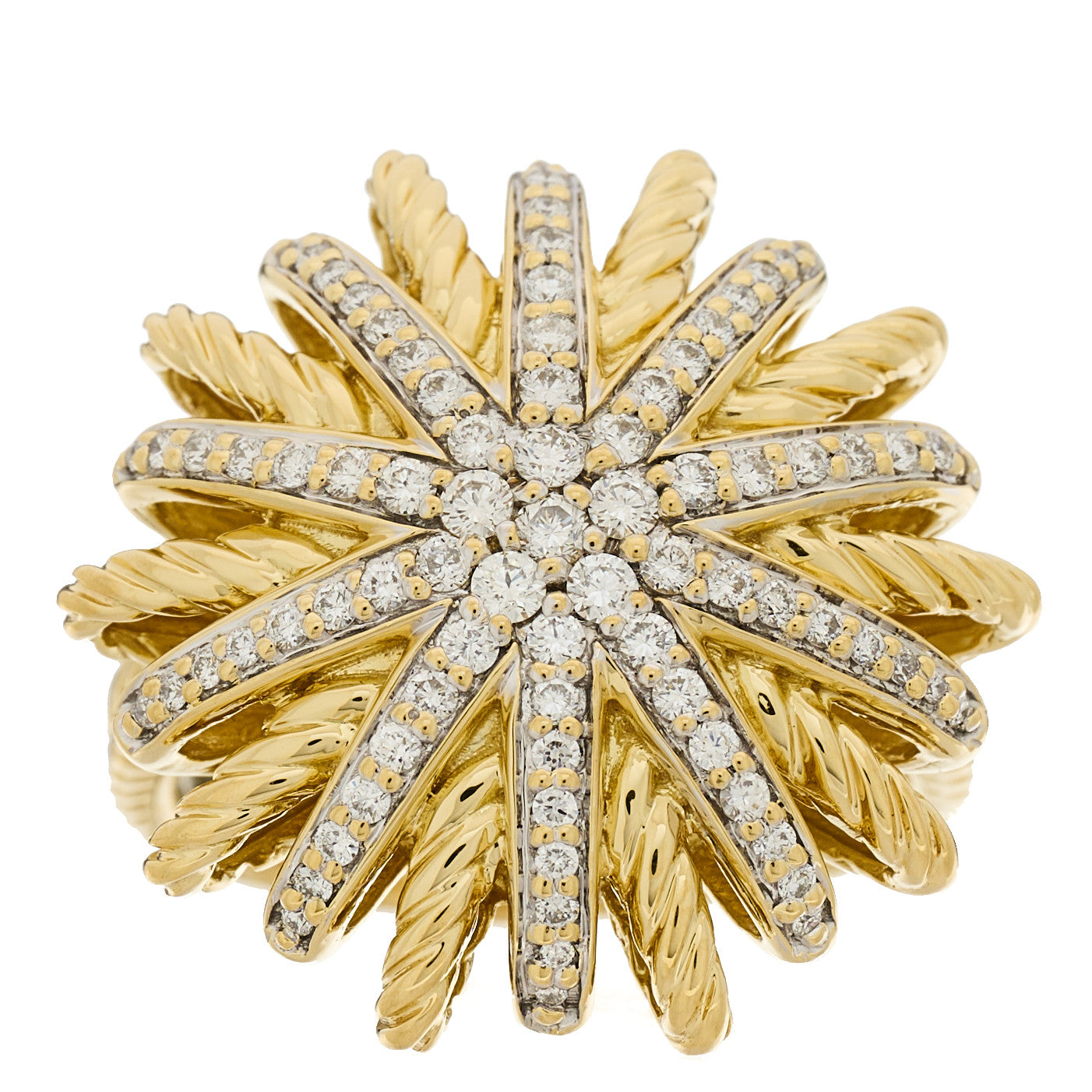 18K Yellow Gold Diamond 22mm Starburst Ring 51 5.75