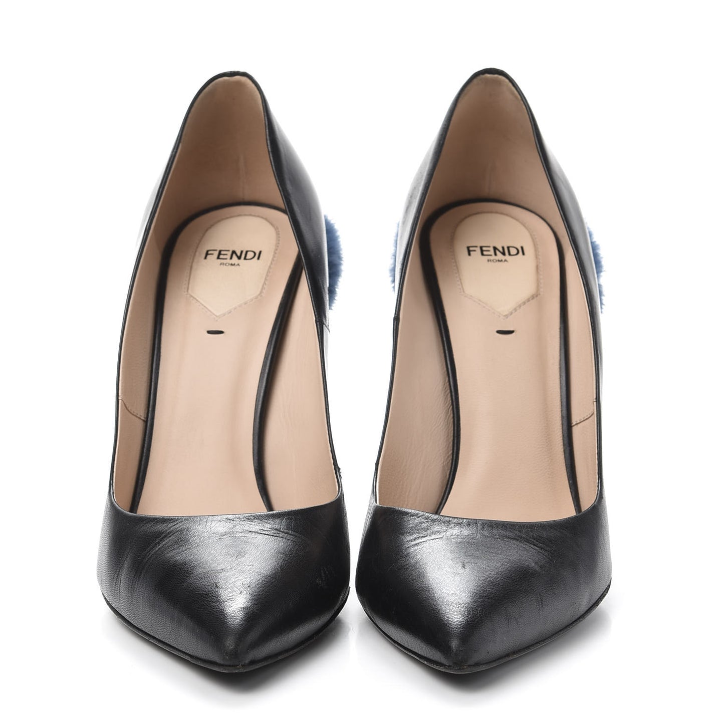 Calfskin Mink Fur Decollete Pumps 39.5 Black