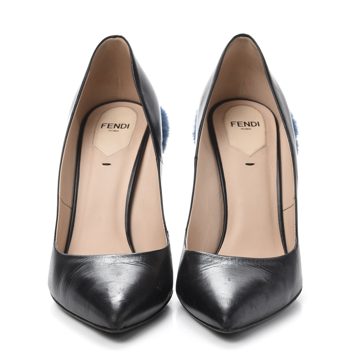 Fendi Calfskin Mink Fur Decollete Pumps 39.5 Black 2 of 10
