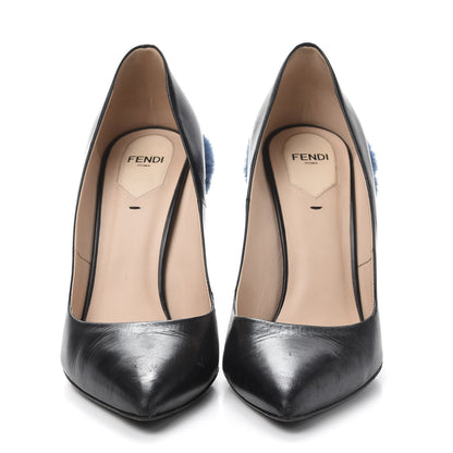 Fendi Calfskin Mink Fur Decollete Pumps 39.5 Black 2 of 10