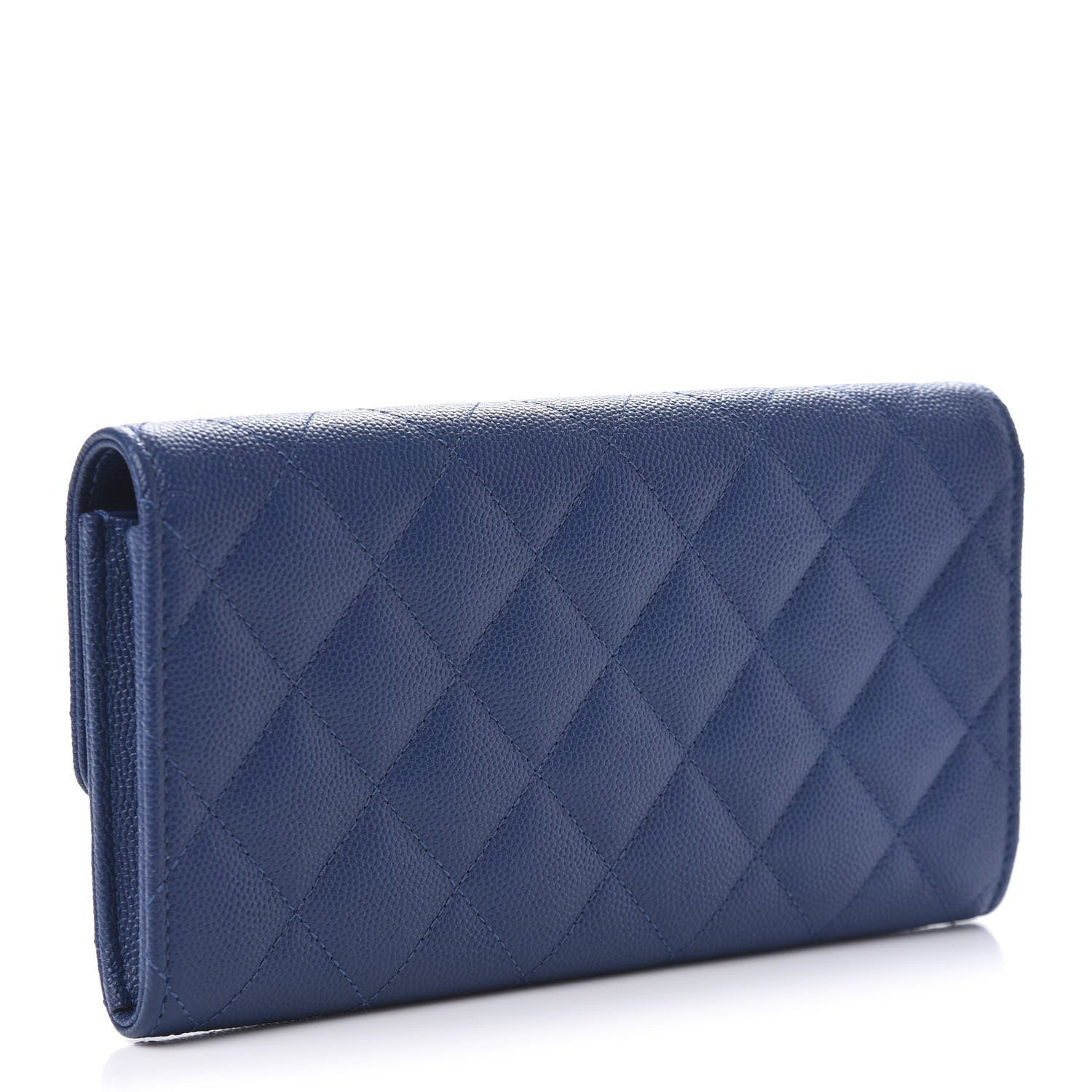 Chanel Caviar Quilted Large Gusset Flap Wallet Navy 3 of 10