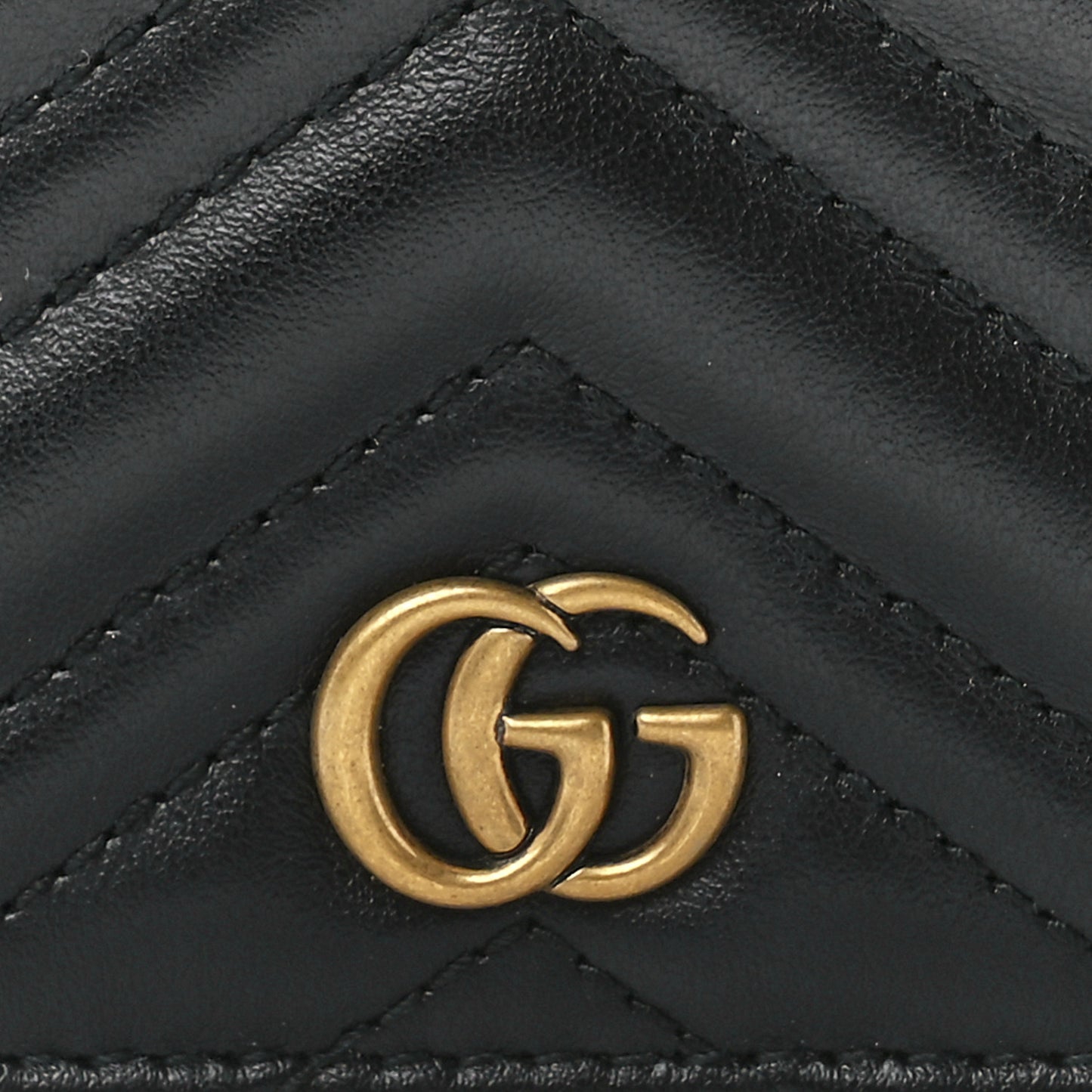 Calfskin Matelasse GG Marmont Card Case Wallet Black