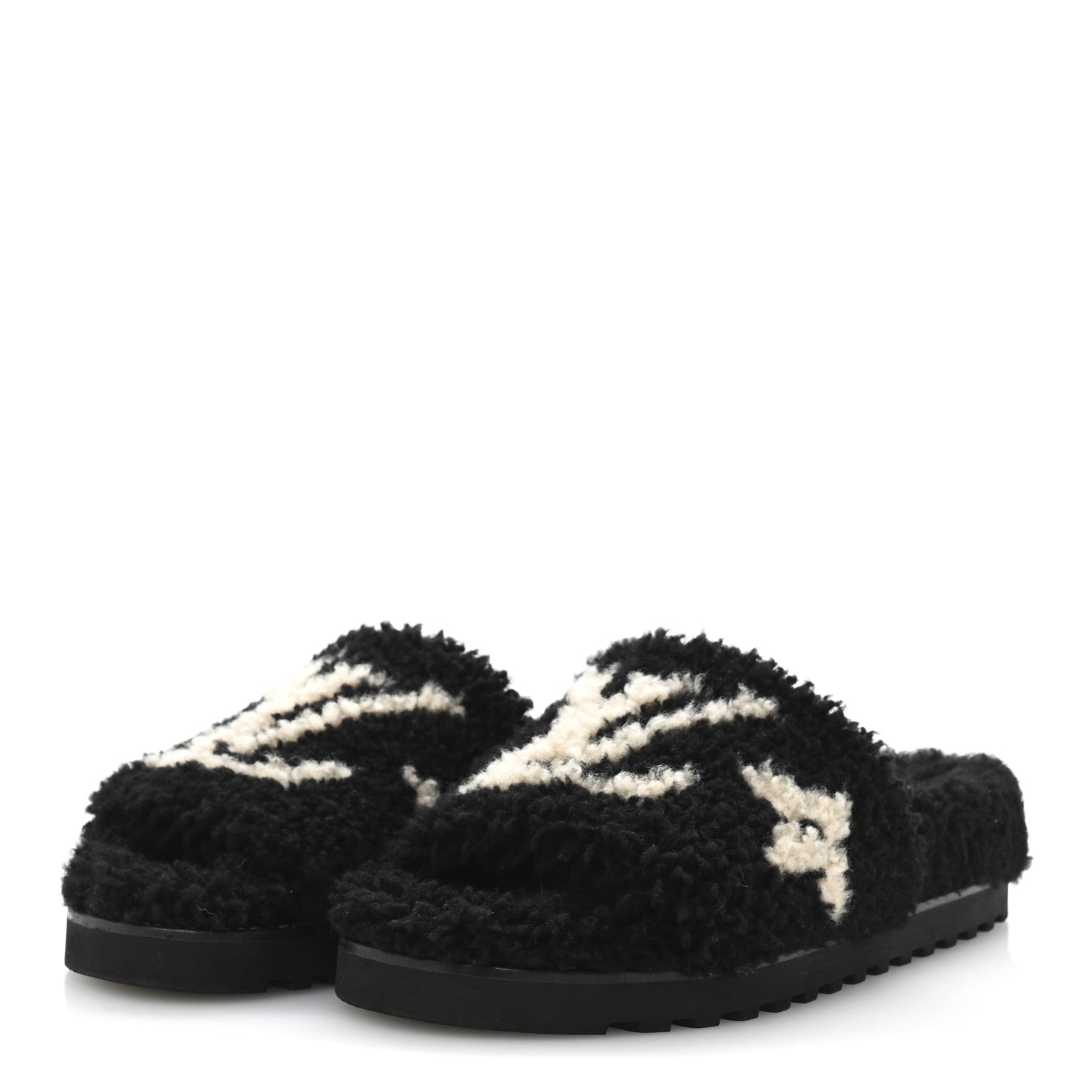 Louis Vuitton Shearling Monogram Giant Paseo Flat Comfort Mule 36 Black 4 of 10