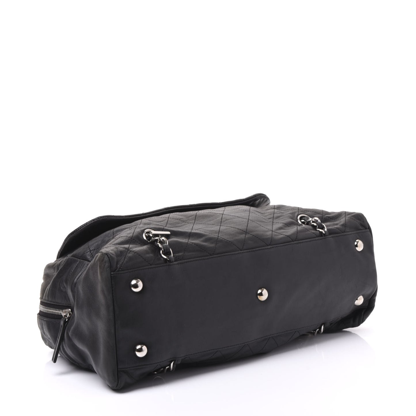 Lambskin Stitched Shoulder Bag Black