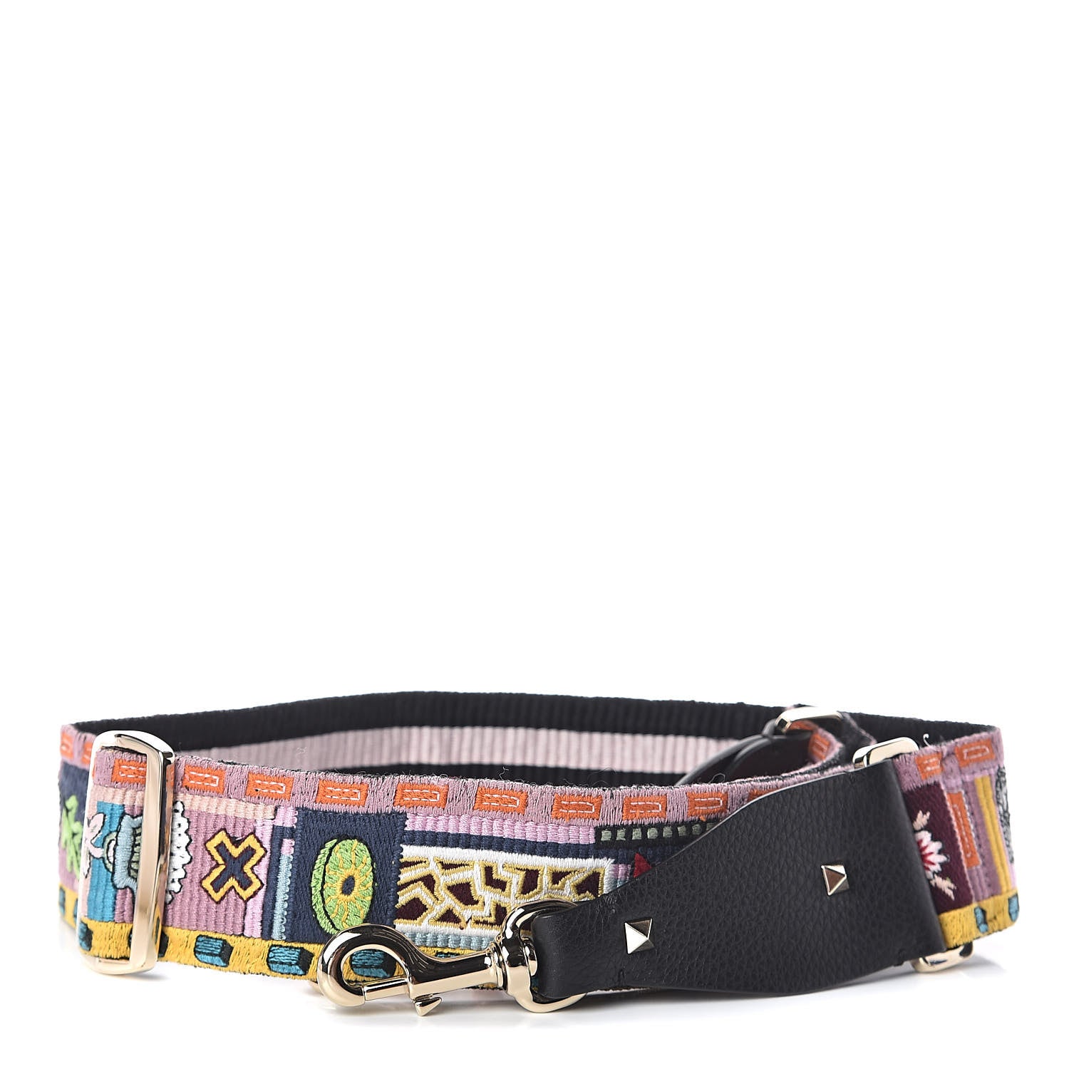 Valentino Garavani Canvas Embroidered Rockstud Guitar Strap Multicolor 1 of 3