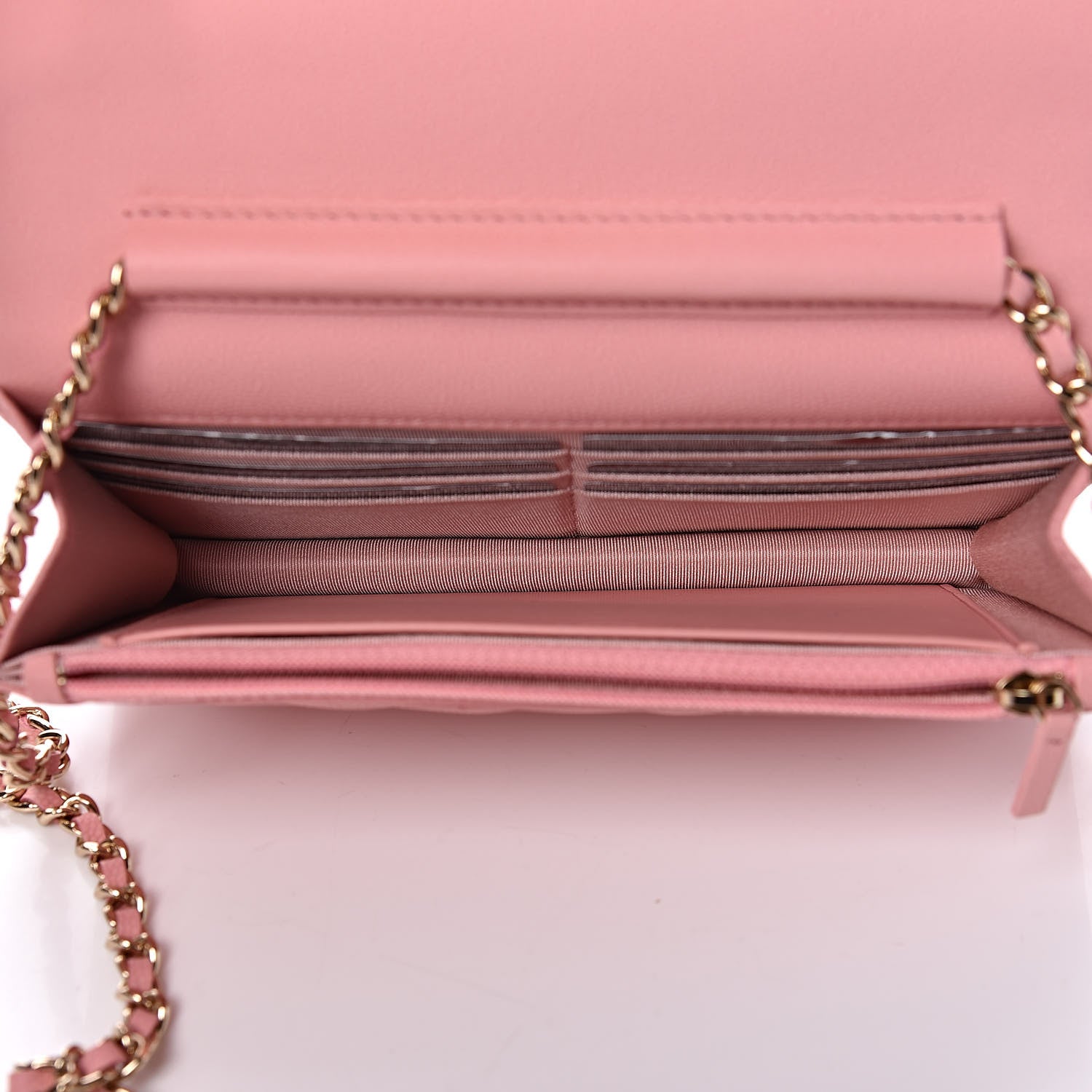 Chanel Iridescent Caviar Chevron Quilted Wallet On Chain WOC Pink 5 of 10