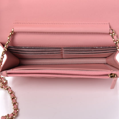 Chanel Iridescent Caviar Chevron Quilted Wallet On Chain WOC Pink 5 of 10